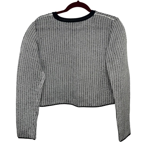 Alexander Wang Black & White Vinyl Technical Tweed Long Sleeve Crop Top Women S - Picture 10 of 14